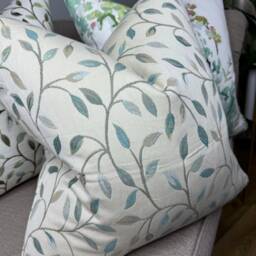 Duck Egg Pillow Cover, Voyage Cervino Fabric, Classic Leaf Trail Cushion Cover , Farmhouse Countryside Home Decor Handmade - thumbnail 3