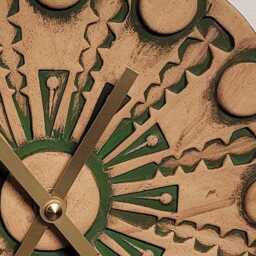 Hand Made Circular Round Matt Green & Natural Ceramic Wall Clock Quartz 20 cm Diam - thumbnail 3