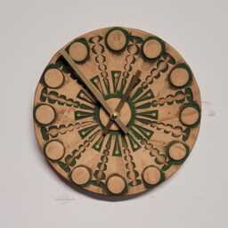 Hand Made Circular Round Matt Green & Natural Ceramic Wall Clock Quartz 20 cm Diam - thumbnail 2