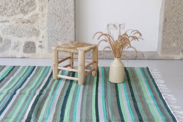 Large Handmade Green Rug 150x200cm, Area Rug, Bedroom Cotton Carpet, Living Room Bohemian Picnic Carpet Tapis Vert - image 1