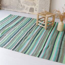 Large Handmade Green Rug 150x200cm, Area Rug, Bedroom Cotton Carpet, Living Room Bohemian Picnic Carpet Tapis Vert - thumbnail 3