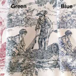 Mini Toile De Jouy Christmas Stocking Garland, Red, Blue, Green, Holiday Decor - thumbnail 4