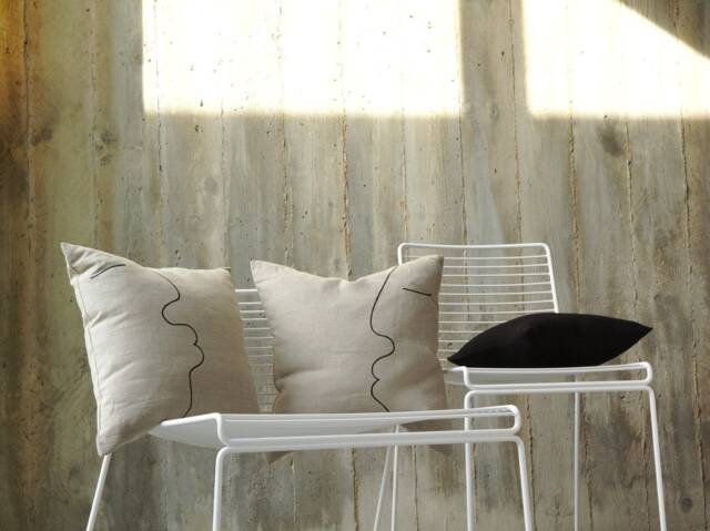 A Pair Of Linen Scatter Cushion Covers in Minimalist Design With Face Motive - image 1