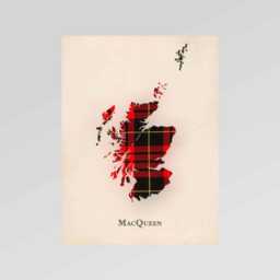 Clan Macqueen Scottish Tartan Map - Of Scotland Family Wall Decor, Ready To Hang - thumbnail 2