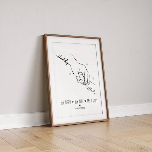 Personalized Father & Child Line Art Print Custom Daddy Gift - image 1