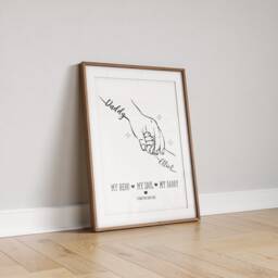Personalized Father & Child Line Art Print Custom Daddy Gift - thumbnail 1