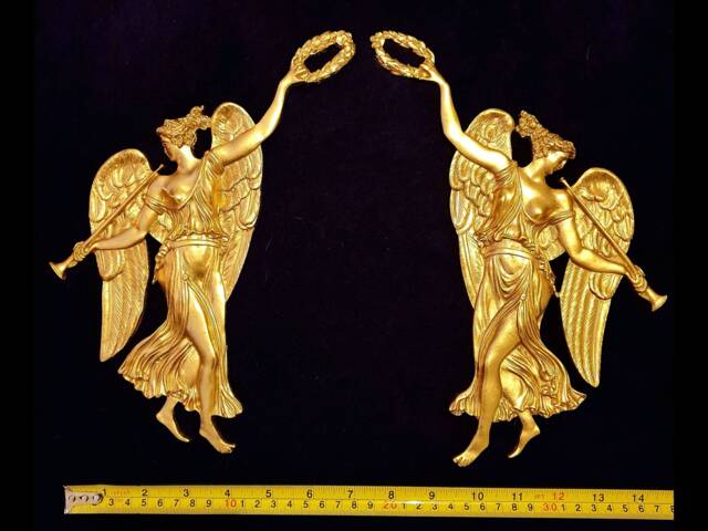 Large Pair Gilt Gold Or White French Style Decorative Wall Furniture Moulding Pediment Plastic Decoration - image 1