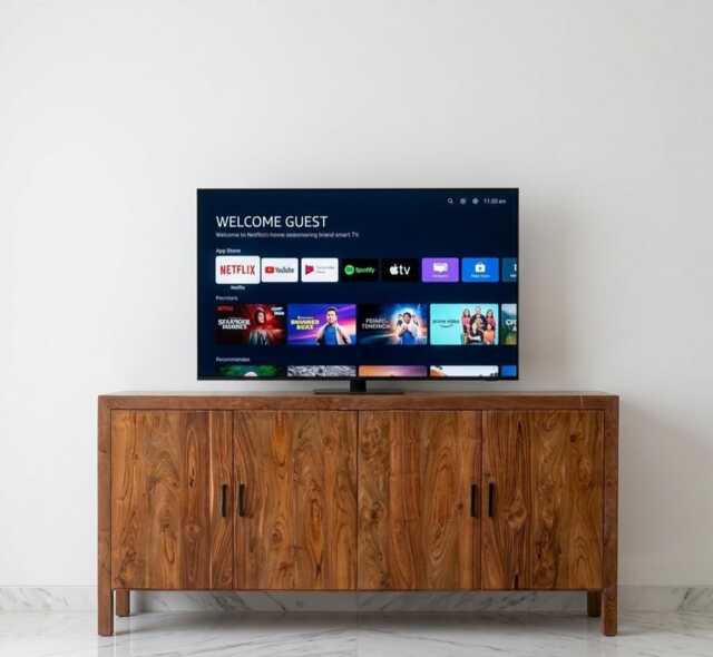 Reclaimed Teak Wood Media Cabinet Rustic Sideboard Storage - Modern Farmhouse Tv Stand - image 1