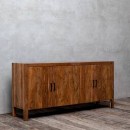 Reclaimed Teak Wood Media Cabinet Rustic Sideboard Storage - Modern Farmhouse Tv Stand - thumbnail 2