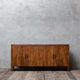 Reclaimed Teak Wood Media Cabinet Rustic Sideboard Storage - Modern Farmhouse Tv Stand - thumbnail 3