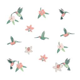 Hummingbird & Hibiscus Flowers Wall Stickers, Jungle Safari Room Decor - thumbnail 3