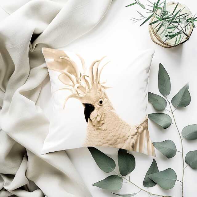 Sulphur-Crested Cockatoo Cushion Cover - Australian Wildlife Bird - image 1