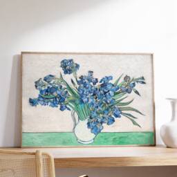 Van Gogh Irises Print, Flowers Oil Painting, Still Life Canvas, Botanical Floral Vase Poster, Neutral Wall Decor, Blue Iris Fine Art Print - thumbnail 3