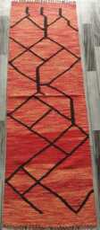 Nordic Runner Kilim Rug, Modern Artisan Scandinavian Afghan Turkish Abstract Art Wool Rug 200x66 cm - thumbnail 1