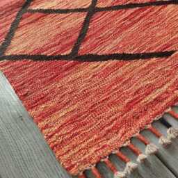 Nordic Runner Kilim Rug, Modern Artisan Scandinavian Afghan Turkish Abstract Art Wool Rug 200x66 cm - thumbnail 2