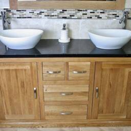 Bathroom Vanity Unit - Solid Oak With Black Quartz Top & Ceramic Bowl Options 603Bqcbc - thumbnail 3