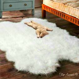 Shaggy White Faux Fur Sheepskin Rug, Plush Accent Carpet - thumbnail 1