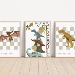 Personalised Dinosaur Prints. Perfect For A Playroom, Nursery Or Bedroom - Prints Only - thumbnail 2