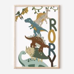 Personalised Dinosaur Prints. Perfect For A Playroom, Nursery Or Bedroom - Prints Only - thumbnail 3