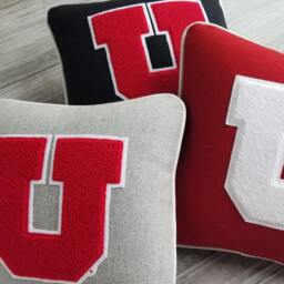 University Of Utah, Grey Block U Letterman Pillow, Utah Utes, Go - thumbnail 3