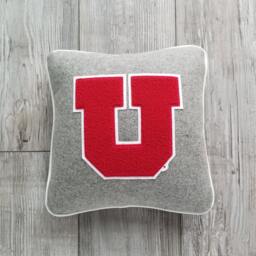 University Of Utah, Grey Block U Letterman Pillow, Utah Utes, Go - thumbnail 1