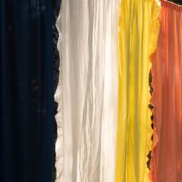 Blue Ruffle Semi Sheer Curtains, Cotton Curtains, Curtain Panels, Curtains Boho, Blue Curtains , Solid Blue Curtains, Pack Of 1 - thumbnail 4