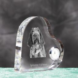Spinone Italiano - Crystal Clock in The Shape Of A Heart With Image Pure-Bred Dog - thumbnail 3