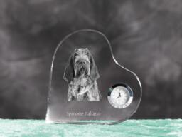 Spinone Italiano - Crystal Clock in The Shape Of A Heart With Image Pure-Bred Dog - thumbnail 1