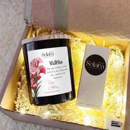 Personalised August Birth Flower Candle Gift Set, Month Led Lighting Birthday For Sister Mum Daughter Friends - thumbnail 1