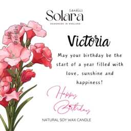 Personalised August Birth Flower Candle Gift Set, Month Led Lighting Birthday For Sister Mum Daughter Friends - thumbnail 2