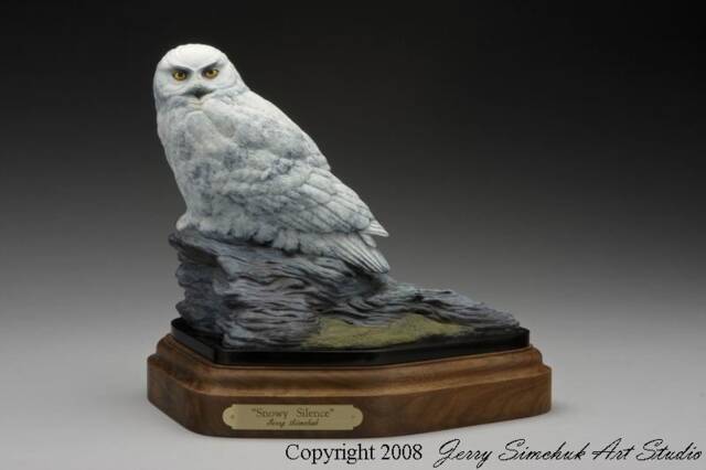 Snowy Silences - Owl Bronze Wildlife Bird Realistic By Jerry Simchuk Art Studio - image 1