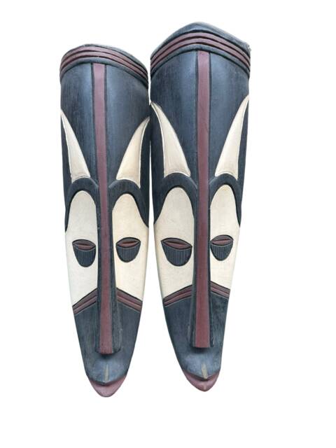 Hand Carved African Fang Mask, Hardwood Wall Art, Ghana - image 1
