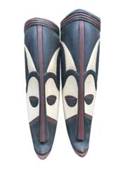 Hand Carved African Fang Mask, Hardwood Wall Art, Ghana - thumbnail 1