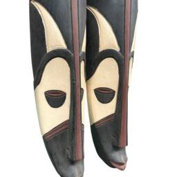 Hand Carved African Fang Mask, Hardwood Wall Art, Ghana - thumbnail 2
