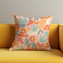 Abstract Cushion Cover in Pastel Pink & Teal, Modern Geometric Throw Pillowcase, Colorful Decorative Case - thumbnail 2