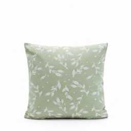 Jacquard Linen Pillowcase Rosehips Botanical Olive Green Cover - thumbnail 4