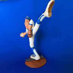 Woodcarving, Baseball Player Sculpture, Pitcher Caricature, Collectable Wood Carving - thumbnail 4