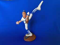 Woodcarving, Baseball Player Sculpture, Pitcher Caricature, Collectable Wood Carving - thumbnail 1