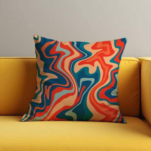 Psychedelic Swirl Cushion Cover, Retro Groovy Abstract Throw Pillow Colorful Trippy Sofa Decor, 70S Vibe Home Accent - image 1