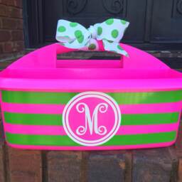 Personalized Shower Caddy With Stripes & Initial/Initials - Graduation Present Teacher/Craft Organizer - thumbnail 2