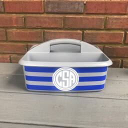 Personalized Shower Caddy With Stripes & Initial/Initials - Graduation Present Teacher/Craft Organizer - thumbnail 3
