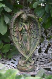 Solid Concrete Antique Style Angel Statue Aged Bronze Patina Look Hand Painted Memorial Garden