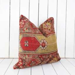 Vintage Turkish Kilim Pillow Cover, Handmade Home Decor - 20x20 Inch - thumbnail 3