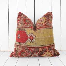 Vintage Turkish Kilim Pillow Cover, Handmade Home Decor - 20x20 Inch - thumbnail 1