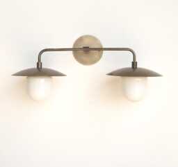 Brass Wall Sconce Light With Brass Shade, Bathroom Vanity Light, -Double Shade Sconce. Ul Listed. Lm2 No.0031 - thumbnail 1
