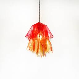 The Echo Lamp. Red & Amber Handmade Resin Pendant One-Of-A-Kind Jellyfish Mushroom Shaped Lighting. Home Decor Light Fixture - thumbnail 3