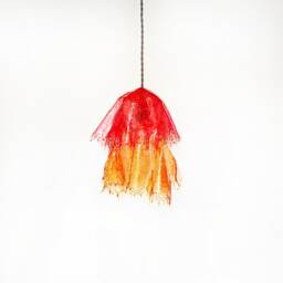 The Echo Lamp. Red & Amber Handmade Resin Pendant One-Of-A-Kind Jellyfish Mushroom Shaped Lighting. Home Decor Light Fixture - thumbnail 2