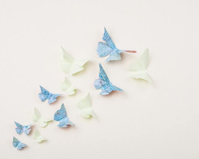 3D Wall Butterflies Butterfly Art For Nursery, Girl's Room, Or Home Decor in Honeydew & Distressed Turquoise - image 1