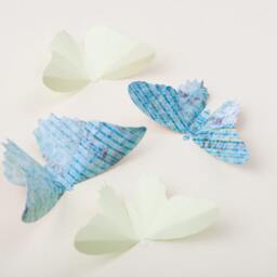 3D Wall Butterflies Butterfly Art For Nursery, Girl's Room, Or Home Decor in Honeydew & Distressed Turquoise - thumbnail 3