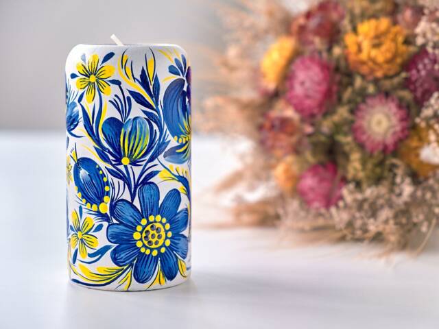Ukrainian Hand Painted Tea Light Candle Holder, Wooden Holder With Petrykivka Painting, Mothers Day Gift Ideas - image 1